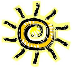 black and yellow icon of the sun